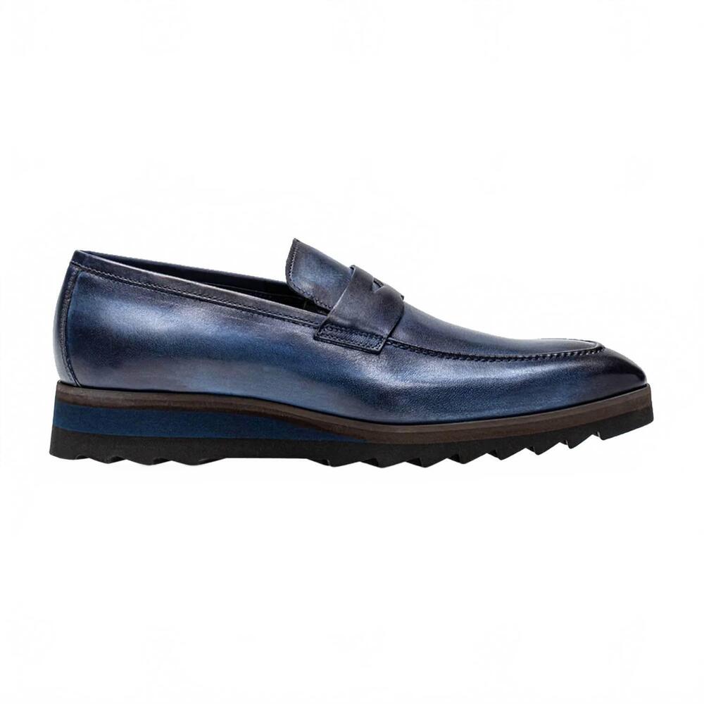 NEW JOSE REAL men's italian ribbed soft bottom loafer in blue